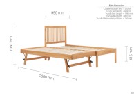 Birlea Buxton 3ft Single Wooden Guest Bed In Honey Pine Thumbnail