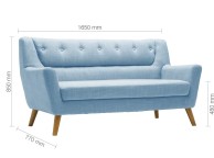 Birlea Lambeth 3 Seater Sofa In Duck Egg Blue Fabric Thumbnail