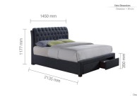 Birlea Valentino 4ft6 Double Charcoal Fabric Bed Frame with 2 Drawers Thumbnail
