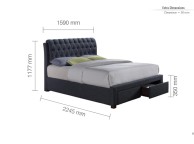 Birlea Valentino 5ft Kingsize Charcoal Fabric Bed Frame with 2 Drawers Thumbnail