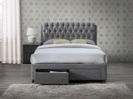 Birlea Valentino 4ft6 Double Grey Fabric Bed Frame with 2 Drawers Thumbnail