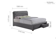 Birlea Valentino 5ft Kingsize Grey Fabric Bed Frame with 2 Drawers Thumbnail