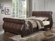 Birlea Marseille 4ft6 Double Brown Faux Leather Sleigh Bed Thumbnail