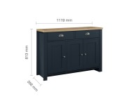 Birlea Highgate Navy Blue And Oak Finish 2 Drawer 3 Door Sideboard Thumbnail