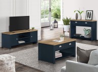 Birlea Highgate Navy Blue And Oak Finish 2 Drawer Console Table Thumbnail