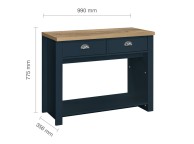 Birlea Highgate Navy Blue And Oak Finish 2 Drawer Console Table Thumbnail