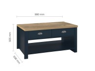 Birlea Highgate Navy Blue And Oak Finish 2 Drawer Coffee Table Thumbnail