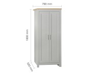 Birlea Highgate Grey And Oak Finish 2 Door Wardrobe Thumbnail