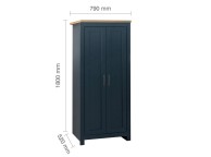 Birlea Highgate Navy Blue And Oak Finish 2 Door Wardrobe Thumbnail