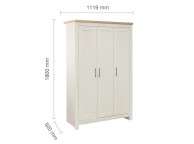 Birlea Highgate Cream And Oak Finish 3 Door Wardrobe Thumbnail