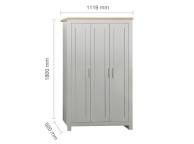 Birlea Highgate Grey And Oak Finish 3 Door Wardrobe Thumbnail