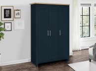 Birlea Highgate Navy Blue And Oak Finish 3 Door Wardrobe Thumbnail