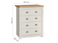 Birlea Highgate Cream And Oak Finish 4 Drawer Chest Thumbnail