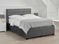 LPD Greenwich 4ft6 Double Grey Velvet Fabric Storage Bed Frame Thumbnail