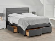 LPD Greenwich 4ft6 Double Grey Velvet Fabric Storage Bed Frame Thumbnail