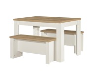 Birlea Highgate Cream And Oak Finish Dining Table And Bench Set Thumbnail