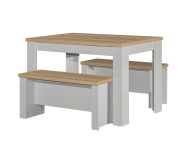 Birlea Highgate Grey And Oak Finish Dining Table And Bench Set Thumbnail