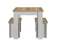 Birlea Highgate Grey And Oak Finish Dining Table And Bench Set Thumbnail