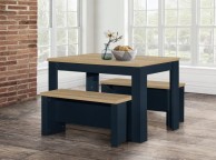 Birlea Highgate Navy Blue And Oak Finish Dining Table And Bench Set Thumbnail