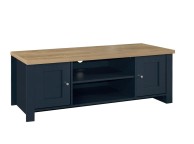 Birlea Highgate Navy Blue And Oak Finish Large TV Unit Thumbnail