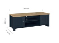 Birlea Highgate Navy Blue And Oak Finish Large TV Unit Thumbnail