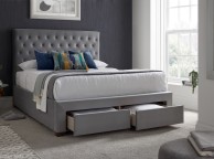 Kaydian Vindolanda 5ft Kingsize Grey Velvet Fabric Bed With Drawers Thumbnail