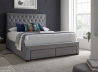 Kaydian Vindolanda 5ft Kingsize Grey Velvet Fabric Bed With Drawers Thumbnail