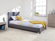 GFW Bed In A Box 3ft Single Grey Faux Leather Bed Frame Thumbnail