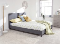 GFW Bed In A Box 5ft Kingsize Grey Faux Leather Bed Frame Thumbnail