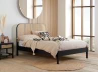 Birlea Margot Black Oak And Rattan 4ft6 Double Bed Frame Thumbnail