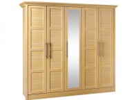 Kingstown Serena Oak 5 Door Wardrobe with Center Mirror Thumbnail