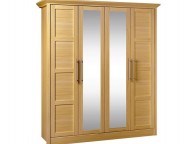 Kingstown Serena Oak 4 Door Wardrobe with Center Mirror Thumbnail