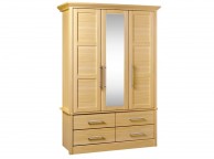 Kingstown Serena Oak 3 Door Wardrobe with 4 Drawers Center Mirror Thumbnail