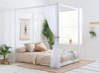 Birlea Darwin 5ft Kingsize White Wooden 4 Poster Bed Frame Thumbnail