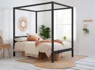 Birlea Mercia 5ft Kingsize Black Wooden 4 Poster Bed Frame Thumbnail