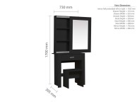 Birlea Evelyn Black Dressing Table With Sliding Mirror Thumbnail