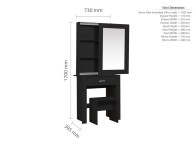 Birlea Evelyn Black Dressing Table With Sliding Mirror Thumbnail