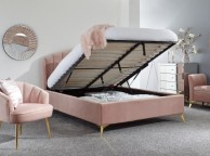 GFW Pettine 5ft Kingsize Blush Pink Fabric Ottoman Bed Frame Thumbnail