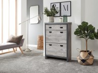 GFW Boston 2 Tier 1 Drawer Shoe Cabinet In Grey Thumbnail