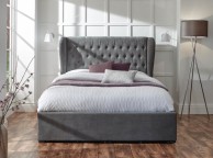 GFW Dakota 5ft Kingsize Grace Pewter Upholstered Fabric Ottoman Bed Frame Thumbnail