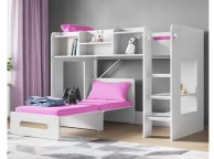 Flair Furnishings Wizard Junior White High Sleeper Bed With Pink Futon Thumbnail