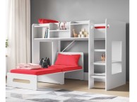 Flair Furnishings Wizard Junior White High Sleeper Bed With Red Futon Thumbnail