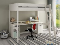 Noomi Tera White Wooden Small Double Gaming Highsleeper Bed Thumbnail