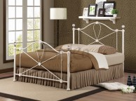 Birlea Jasmine 4ft6 Double Cream Metal Bed Frame with Crystal Finials Thumbnail