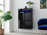 GFW Galicia Black Gloss LED Wall Hanging Shoe Cabinet Thumbnail