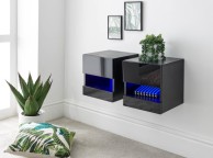 GFW Galicia Black Gloss LED Pair Of Wall Hanging Bedsides Thumbnail