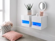 GFW Galicia White Gloss LED Pair Of Wall Hanging Bedsides Thumbnail