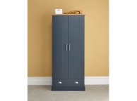 GFW Kendal 2 Door 1 Drawer Wardrobe In Slate Blue Thumbnail