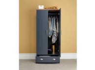 GFW Kendal 2 Door 1 Drawer Wardrobe In Slate Blue Thumbnail