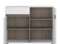 FTG Chelsea Living 1 drawer 2 door sideboard in white with an Truffle Oak Trim (109.5cm) Thumbnail